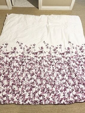 Purple & White Floral Duvet Cover & 2 Shams, Full/Queen Sized